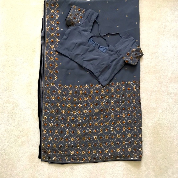 New Gray Saree - Picture 1 of 10